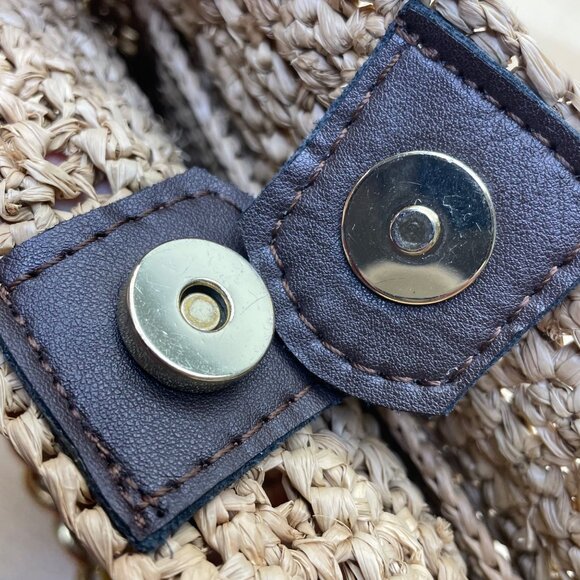 A Point ETC Women’s Natural Woven Straw Chain Handle Boho Bucket Bag Size S - Picture 9 of 11